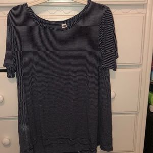 Navy Blue & White Striped Short Sleeve